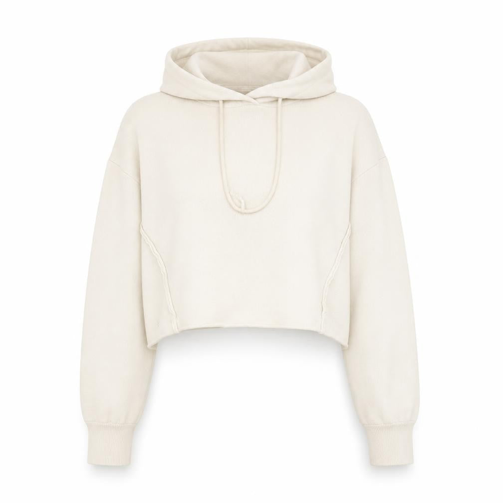 Bershka Women Beige Knit Pullover Hoodie Size 8 Regular Fit
