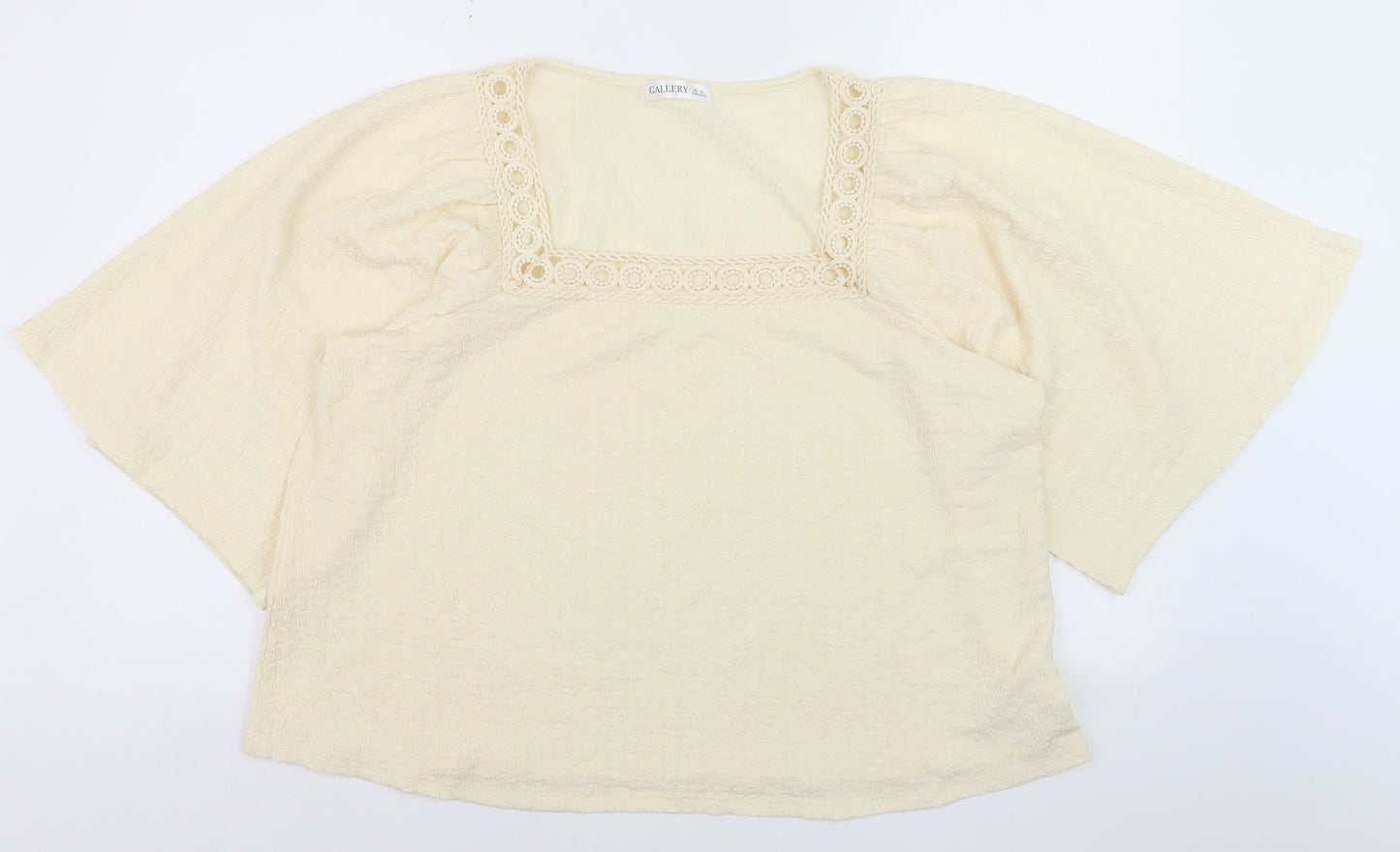 Gallery Women Ivory Bohemian Crochet Neck Blouse XL