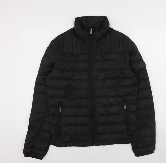 Firetrap Men's Black Puffer Jacket Size S Lightweight Full Zip