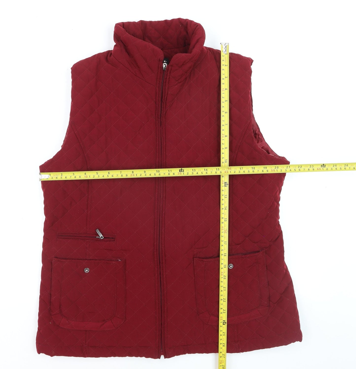 Gallery Women Red Quilted Padded Waistcoat Gilet L