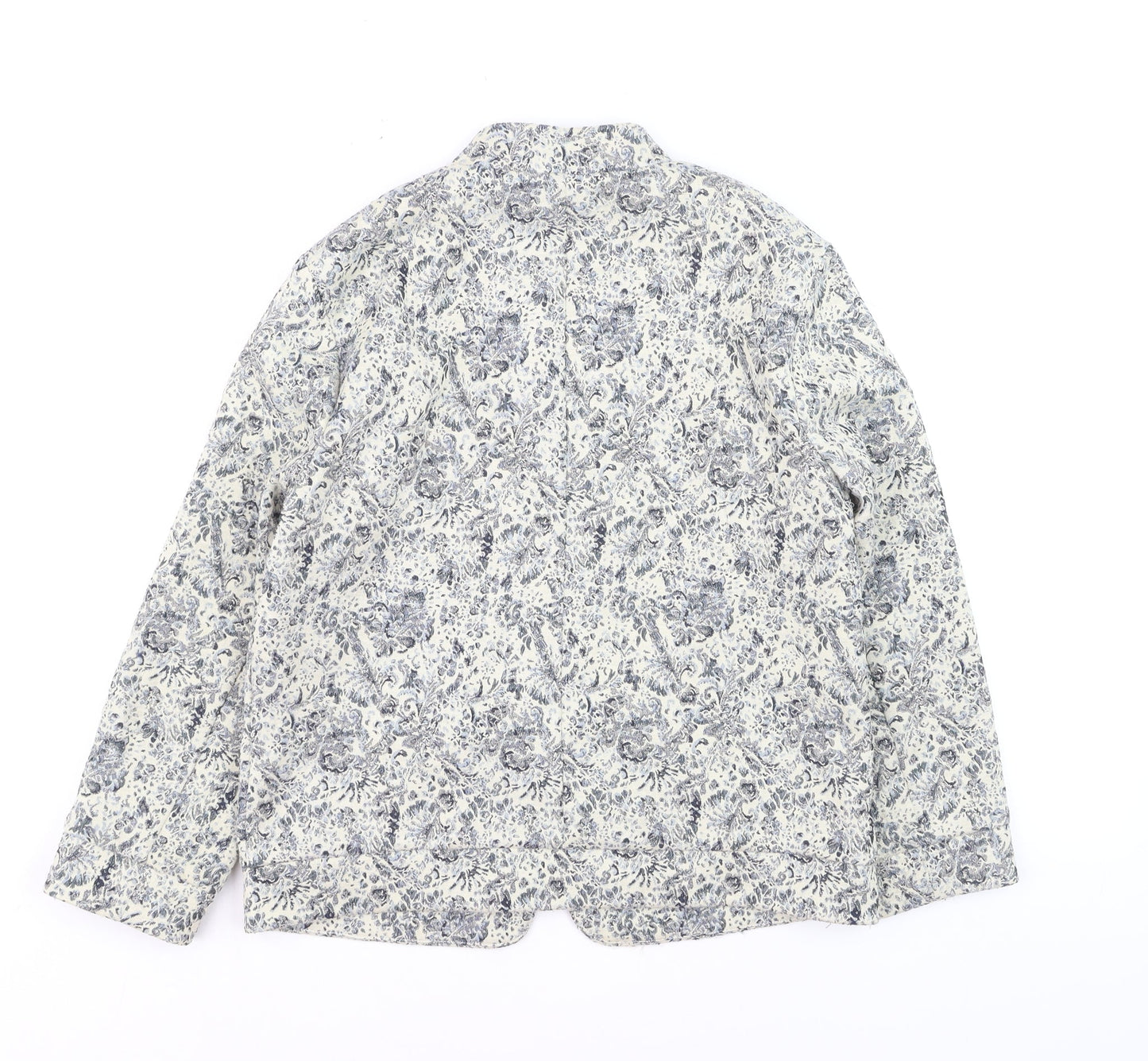 Warehouse Women’s Blue Floral Zip Bomber Jacket Size 10