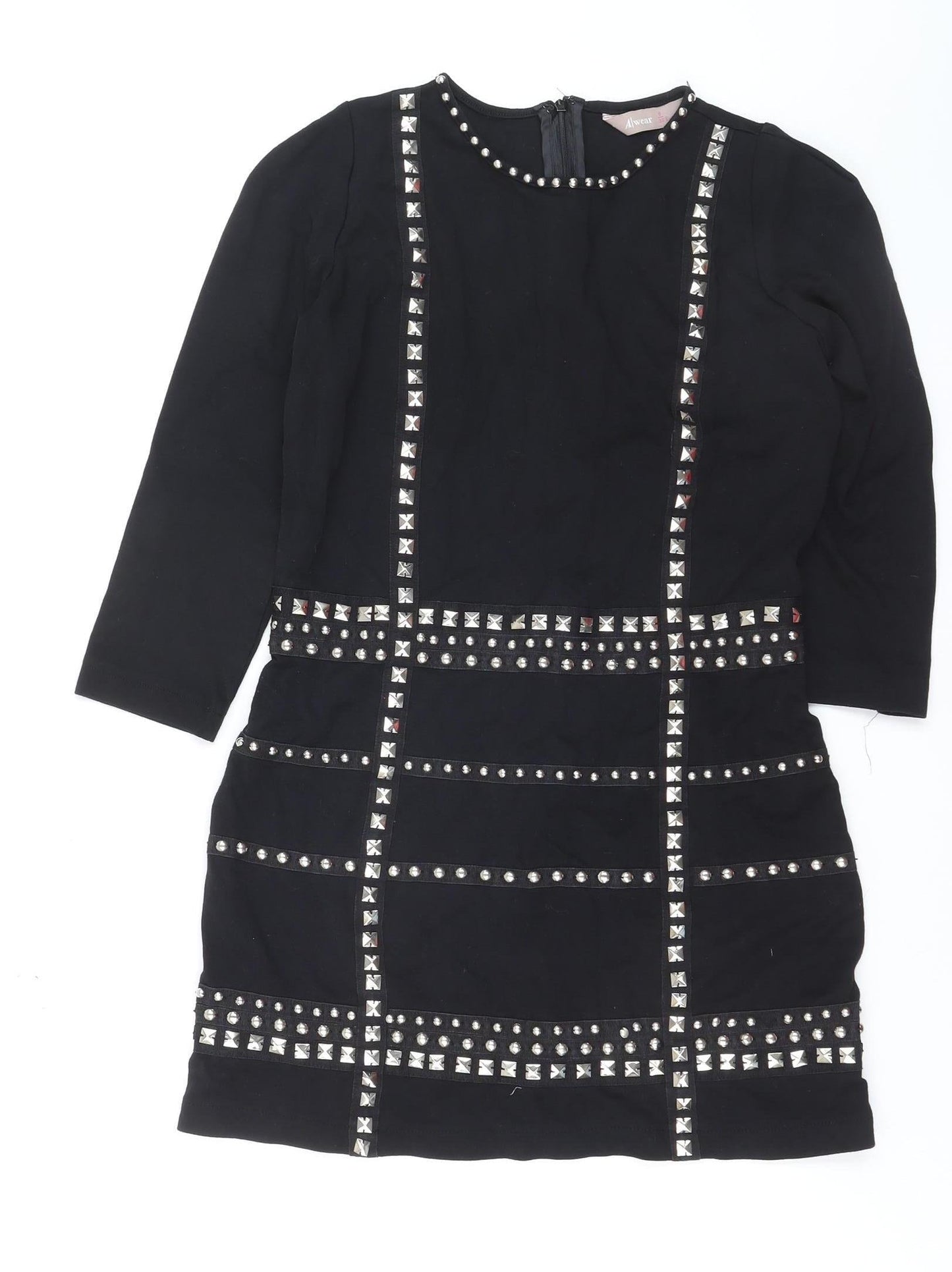 Alwear Women Black Size 8 Studded Bodycon Party Dress