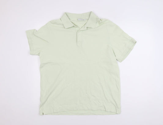 MNG Men's Green Regular Fit Cotton Short Sleeve Polo Shirt XL