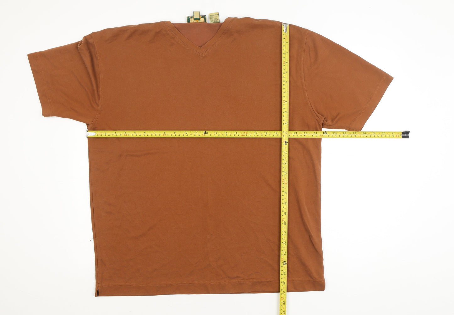 Joseph Abboud Men's Brown V-Neck Short Sleeve Polo Shirt L
