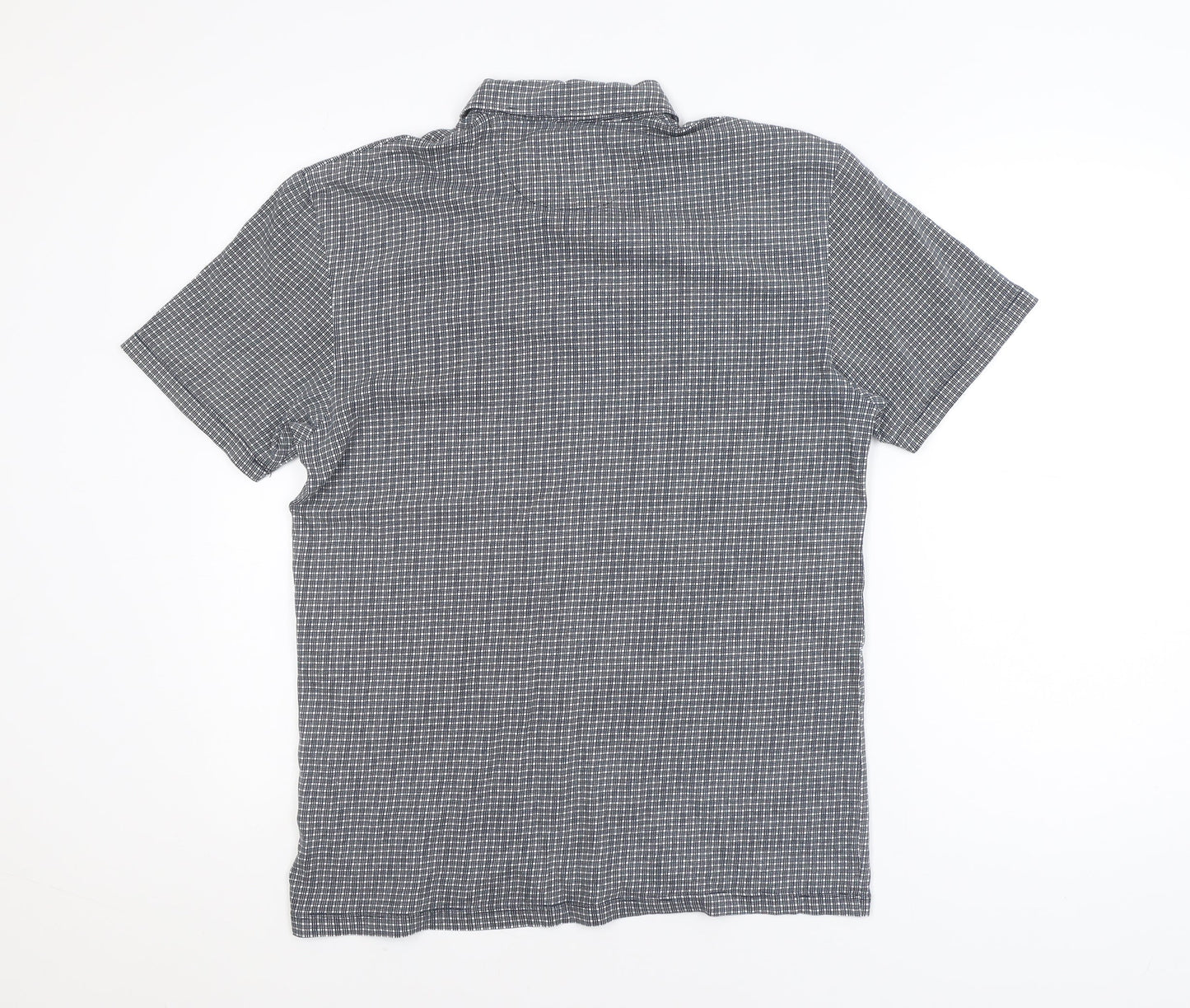 Next Men's Blue Check Short Sleeve Cotton Polo Shirt Size M
