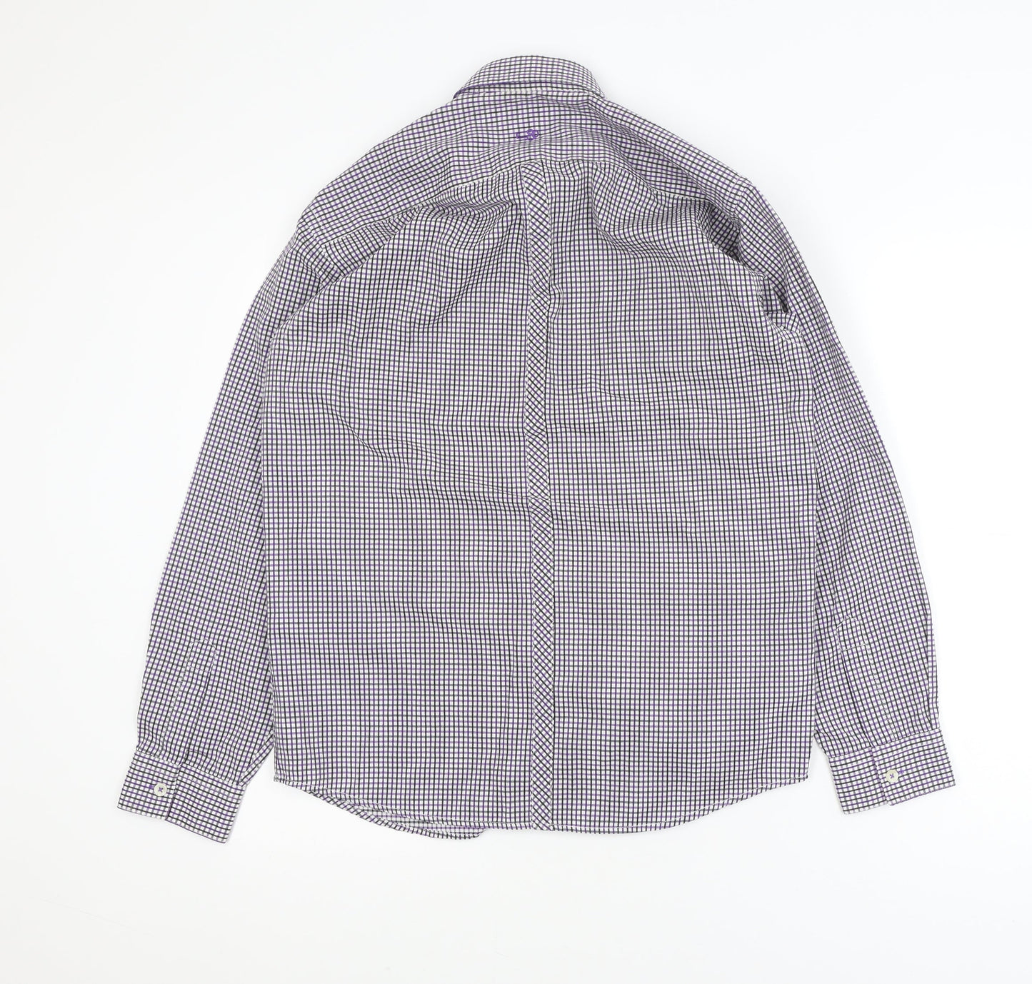 Eighteen 87 Boys Purple Check Long Sleeve School Dress Shirt 15-16 Years