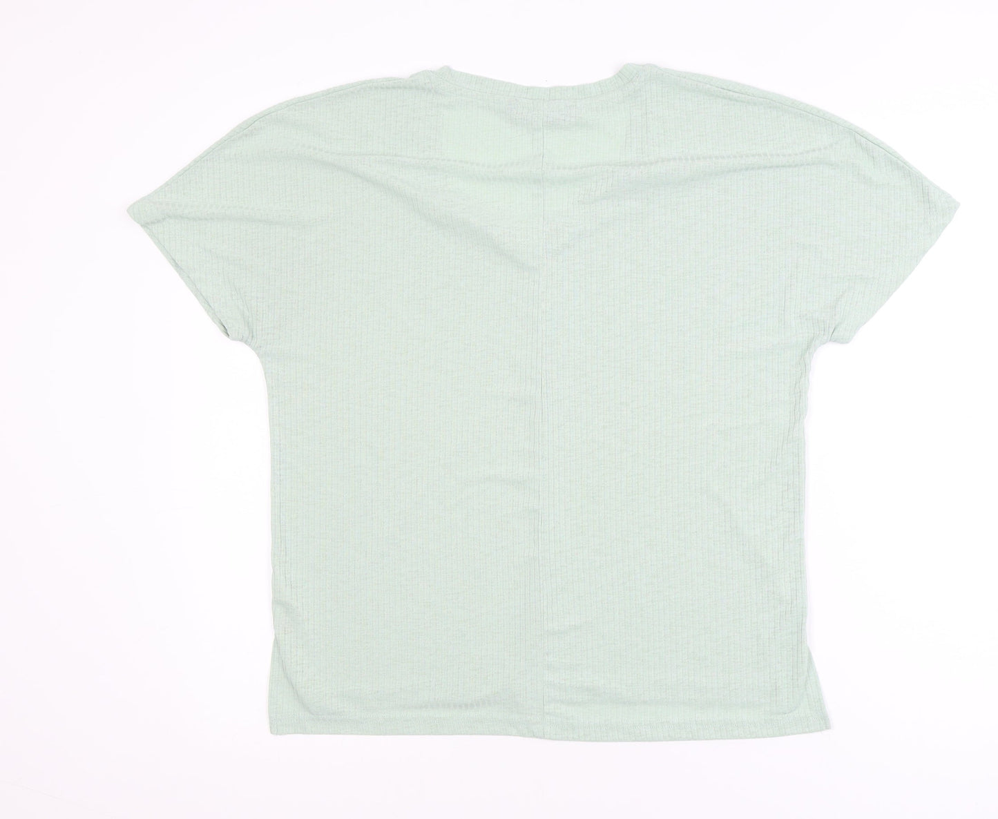 Dunnes Women's Light Green V-Neck Short Sleeve T-Shirt Size S