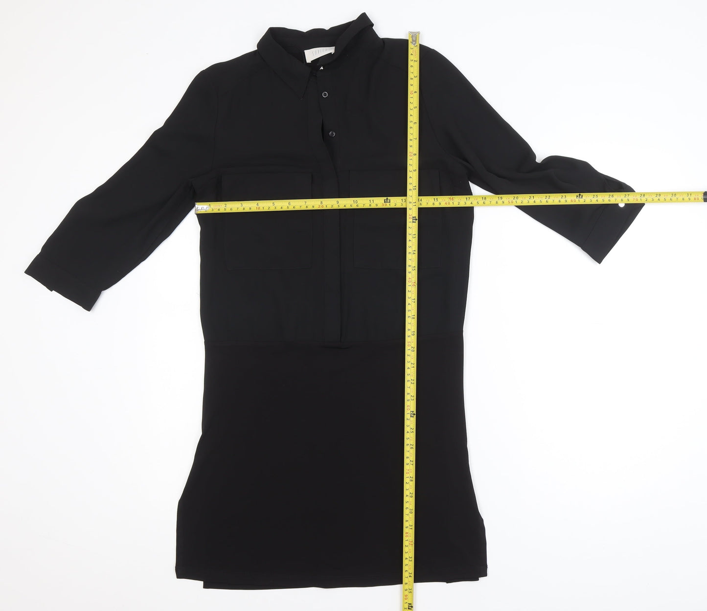 Savida Women's Black Size 8 Collared Shirt Dress