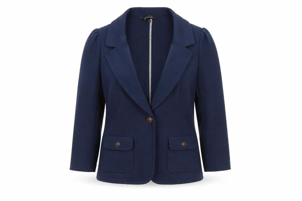 Front view of Dunnes Women Blue, size 12, Classic Lined Blazer Jacket
