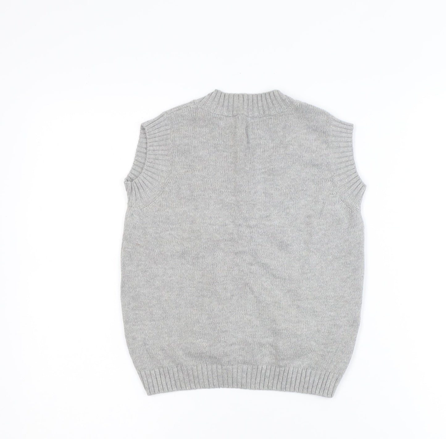 Fin & Vince Girls Grey 8-9 Years Cotton Button Cardigan Vest