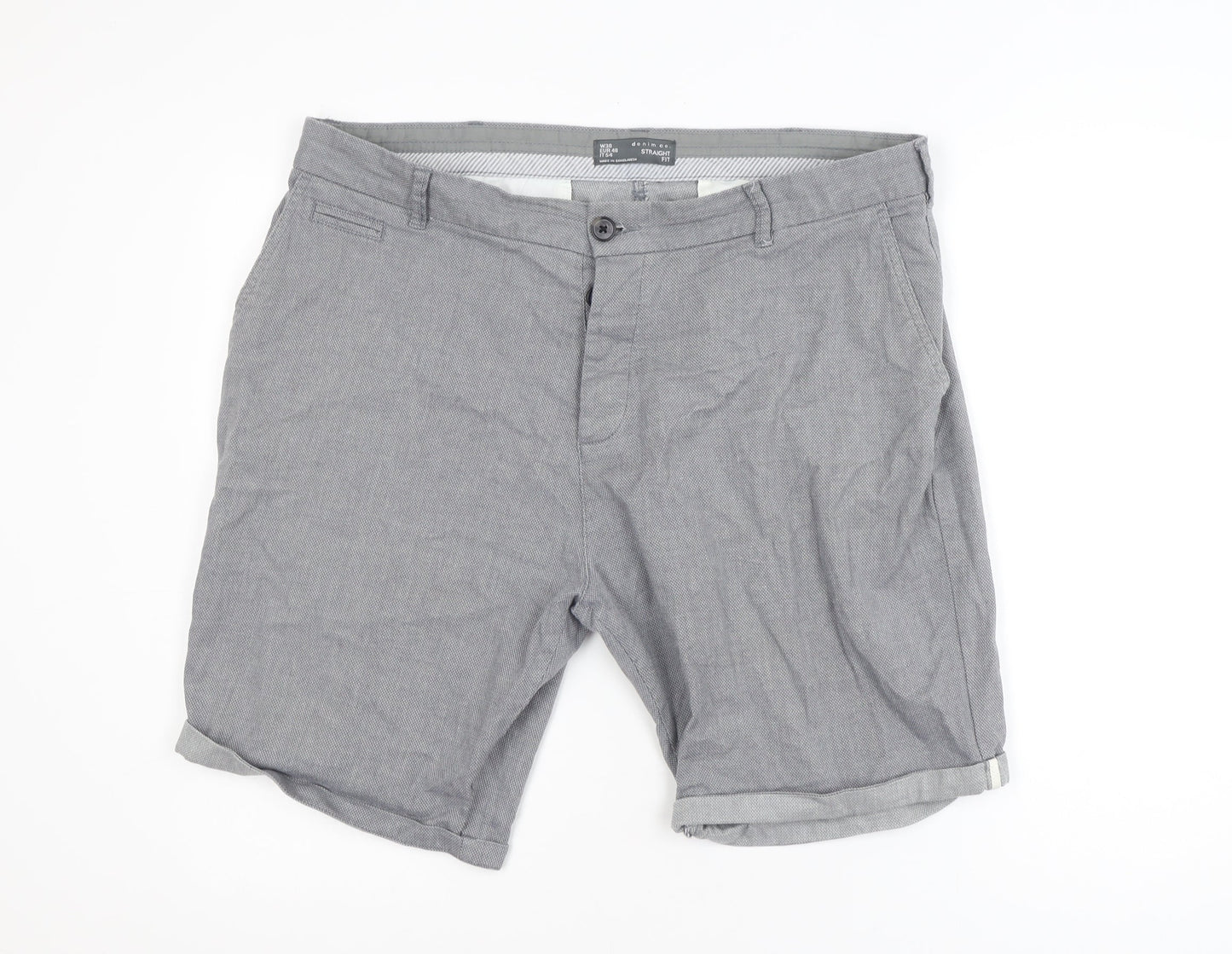 Denim Co. Men's Grey Chino Shorts Size 38 Regular Fit Summer Style