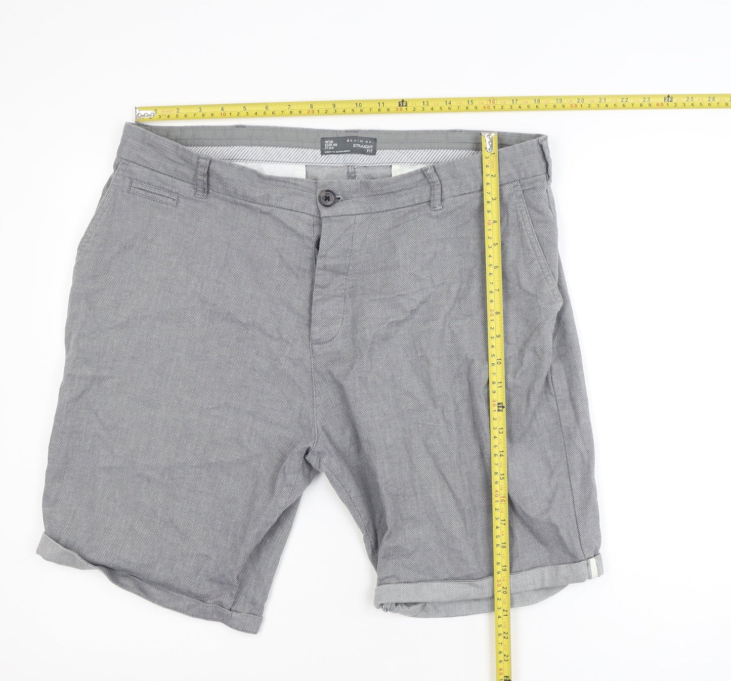 Denim Co. Men's Grey Chino Shorts Size 38 Regular Fit Summer Style