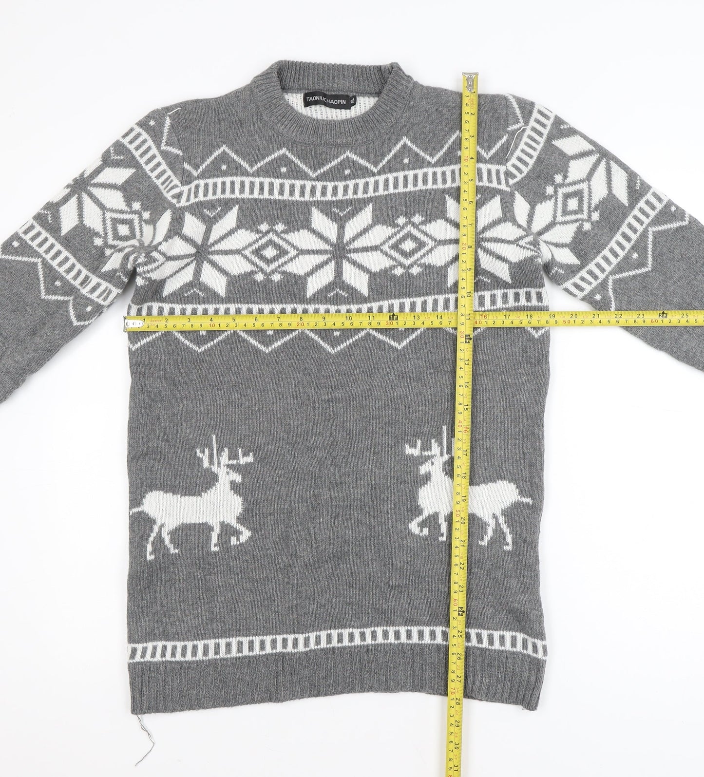 TAONIUCHAOPIN Men's Grey XL Fair Isle Christmas Pullover Jumper