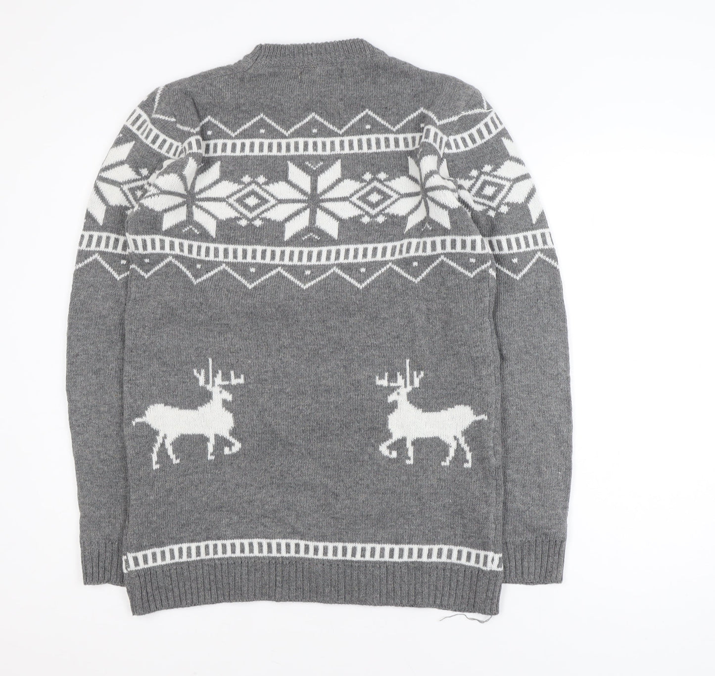 TAONIUCHAOPIN Men's Grey XL Fair Isle Christmas Pullover Jumper