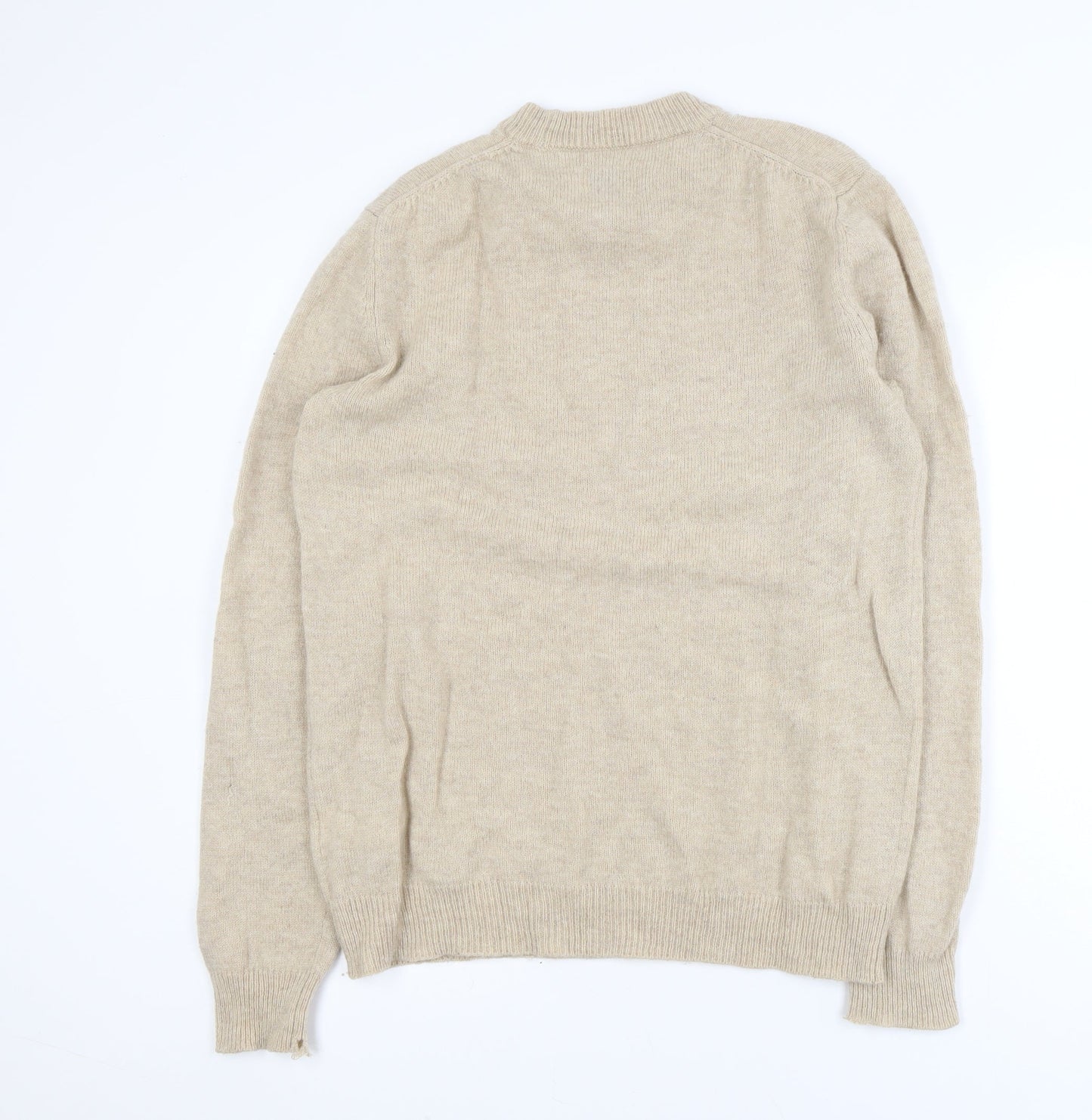 Farah Women Beige Lambswool Crew Neck Pullover Jumper L