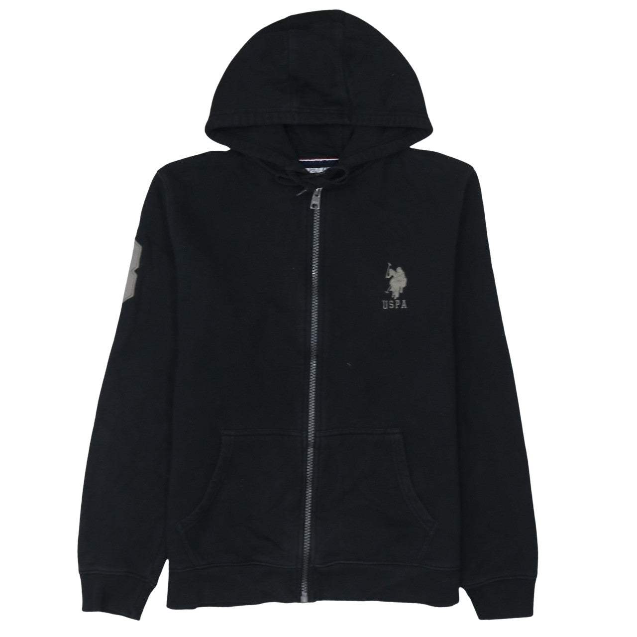 U.S. Polo Assn. Men’s Black Full Zip Hoodie L Logo Fleece Sweatshirt