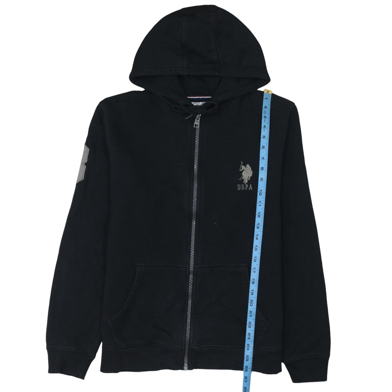 U.S. Polo Assn. Men’s Black Full Zip Hoodie L Logo Fleece Sweatshirt