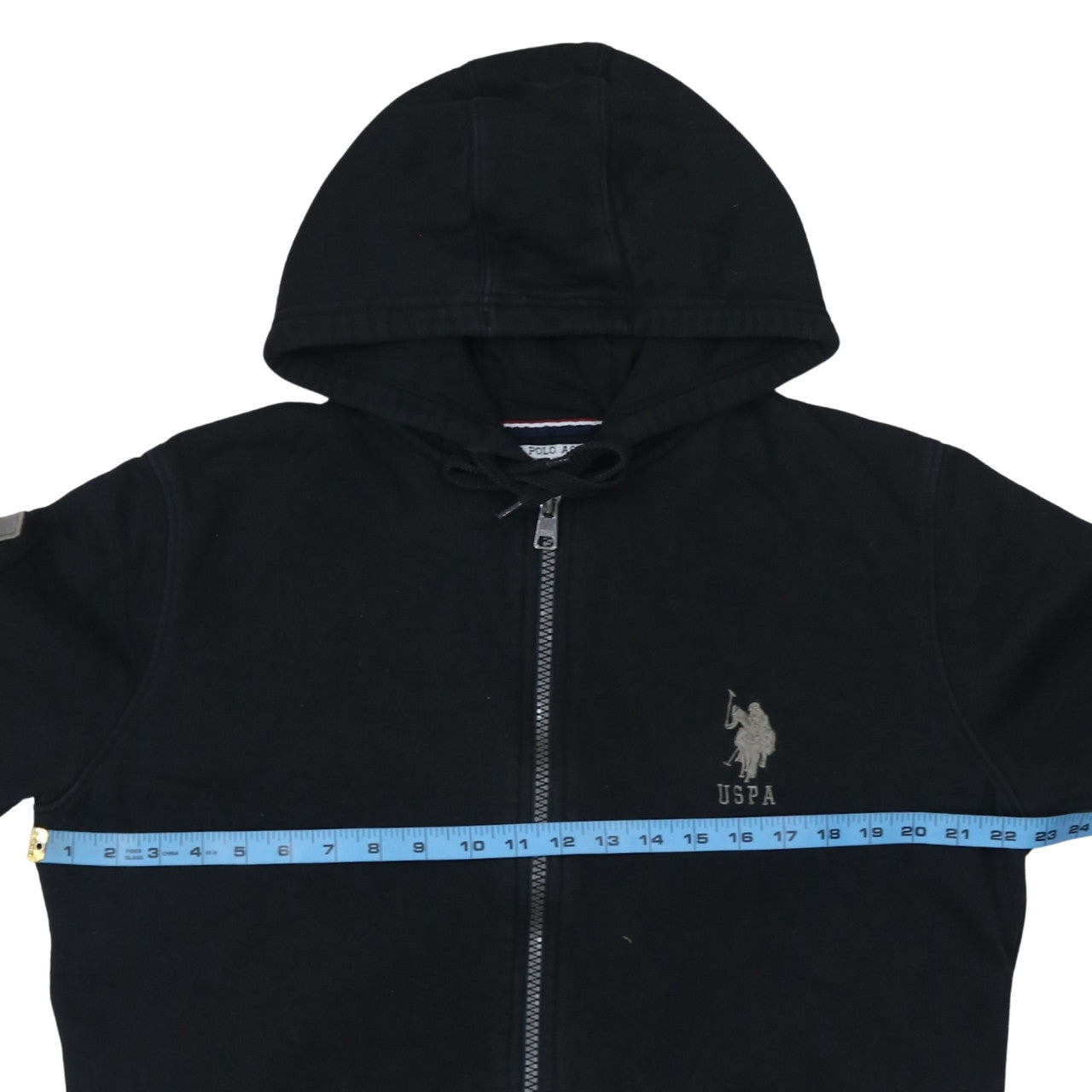 U.S. Polo Assn. Men’s Black Full Zip Hoodie L Logo Fleece Sweatshirt