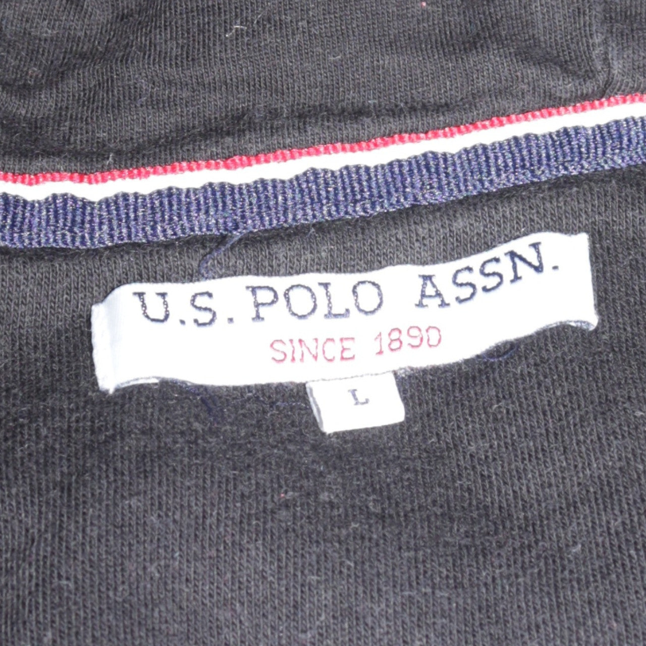 U.S. Polo Assn. Men’s Black Full Zip Hoodie L Logo Fleece Sweatshirt