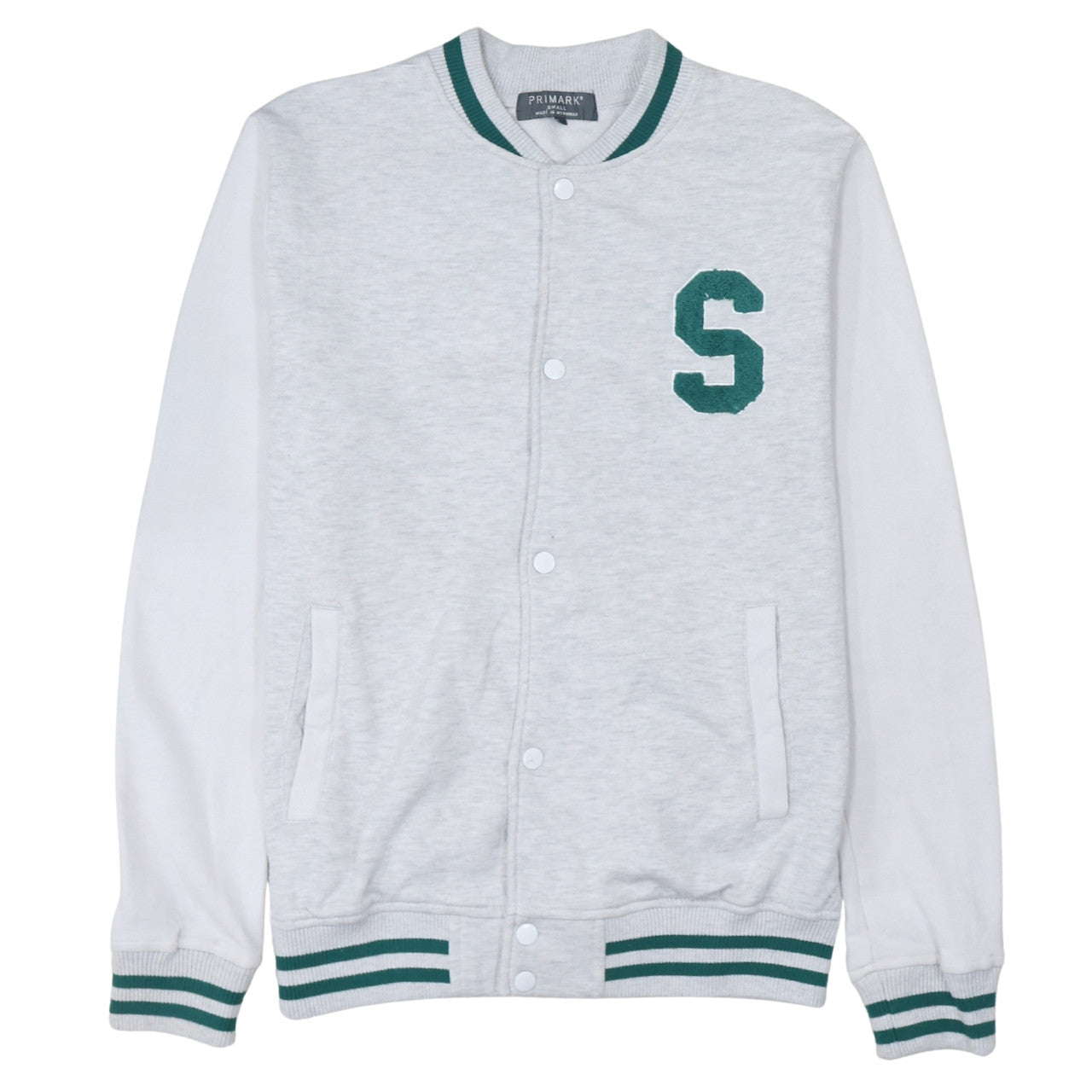 Primark Men’s Grey Varsity Jacket Small Letterman College Style