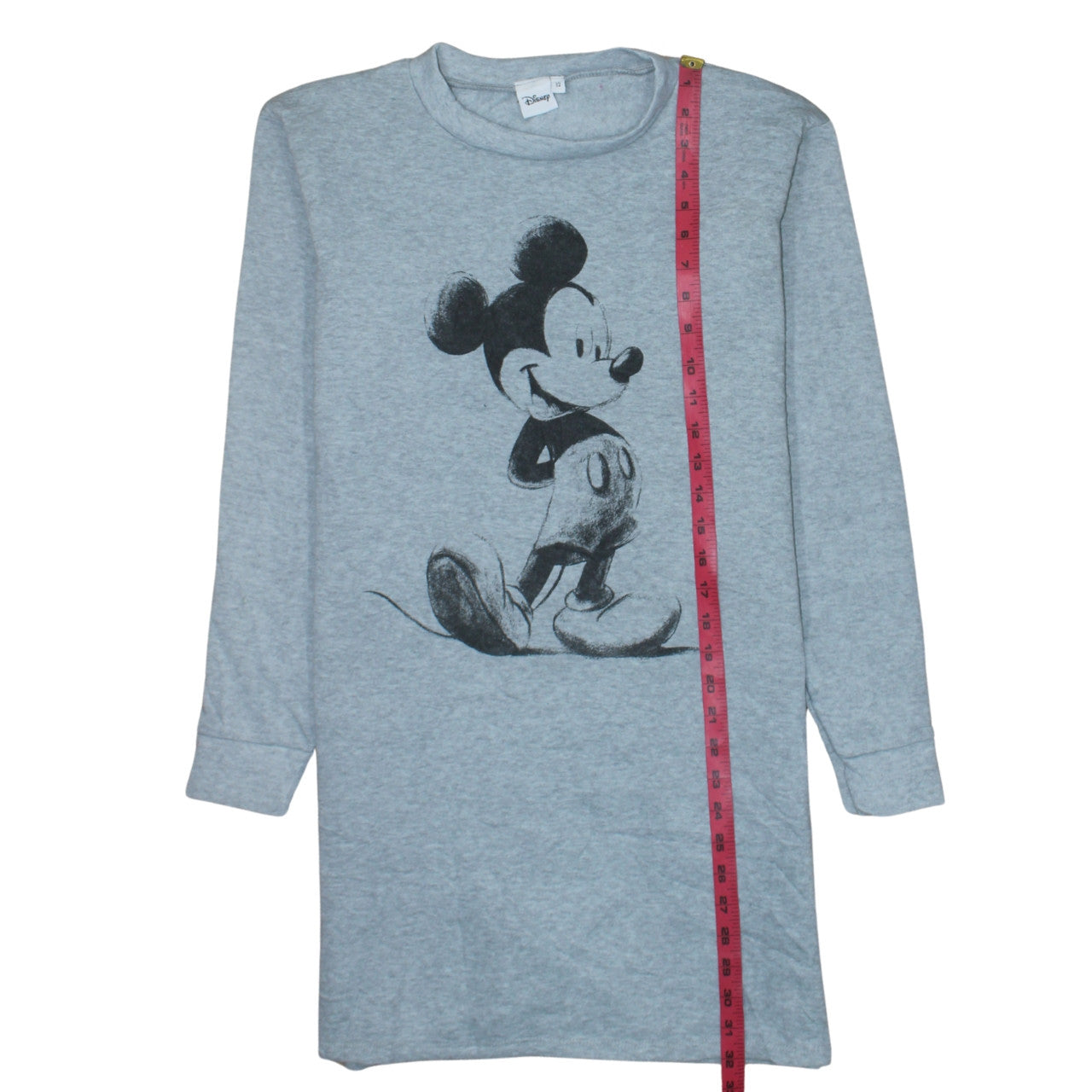 Disney Women Grey Size 12 Mickey Mouse Long Sleeve T-Shirt Dress