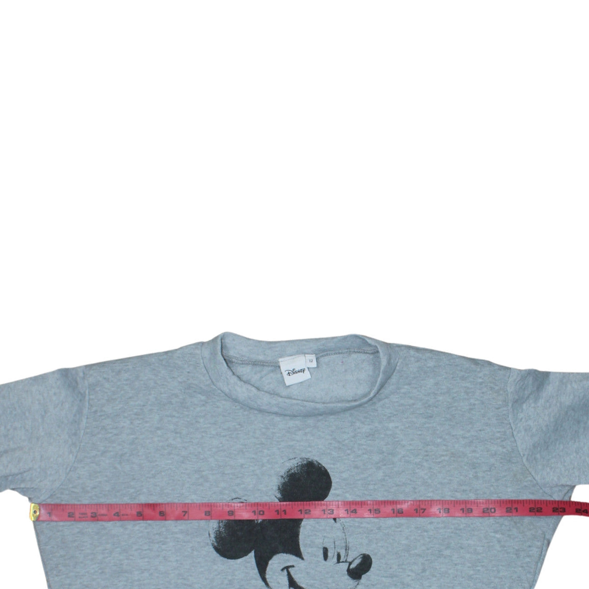 Brand and care label for Disney Women Grey, size 12, Mickey Mouse Long Sleeve T-Shirt Dress
