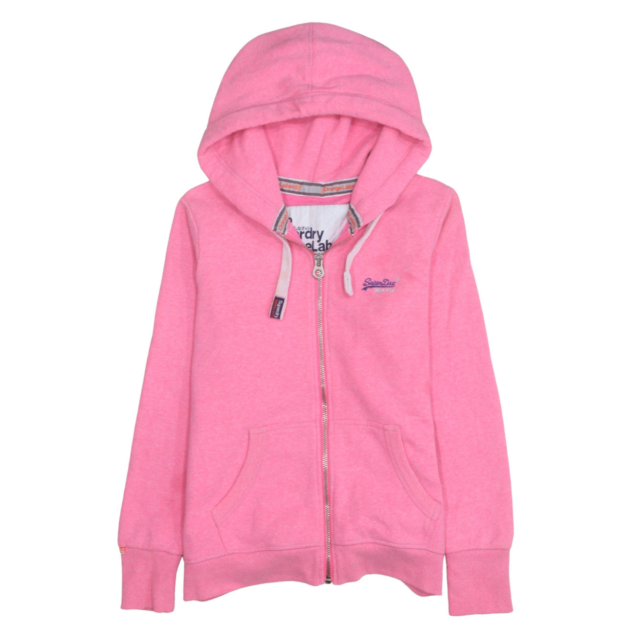 Superdry Women Pink Full Zip Hoodie Orange Label Size M