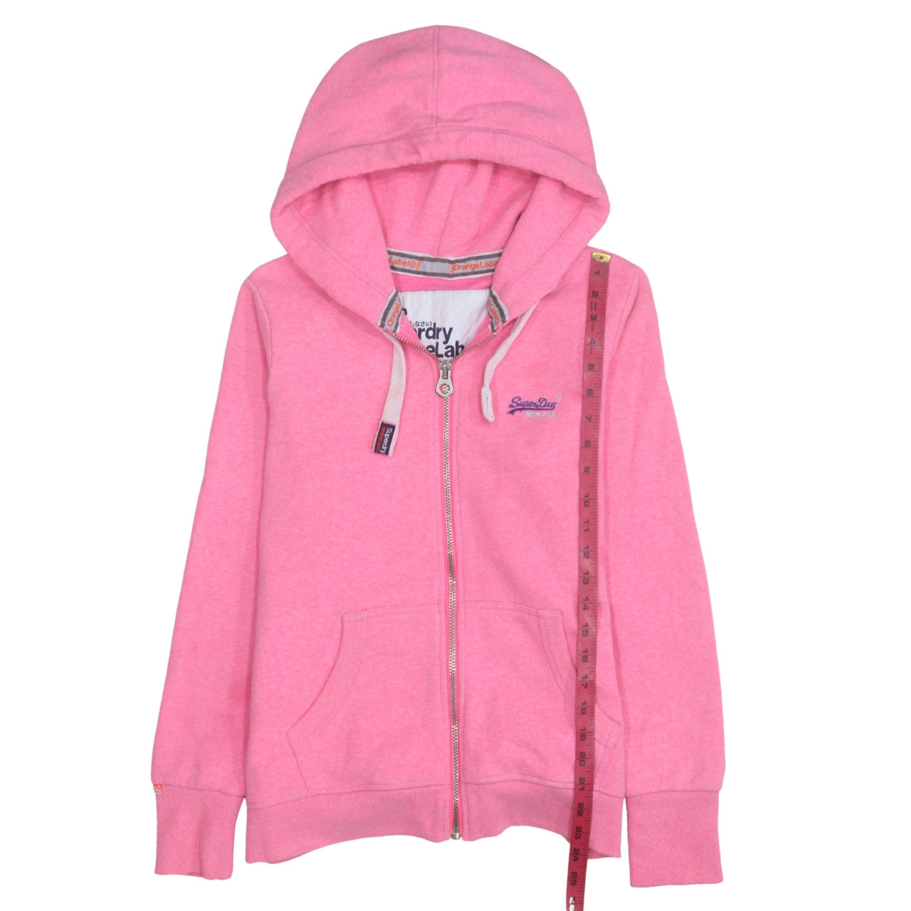 Superdry Women Pink Full Zip Hoodie Orange Label Size M