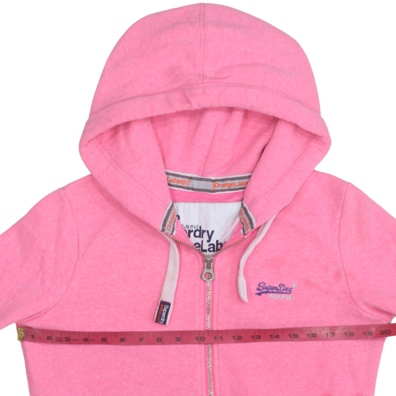 Superdry Women Pink Full Zip Hoodie Orange Label Size M