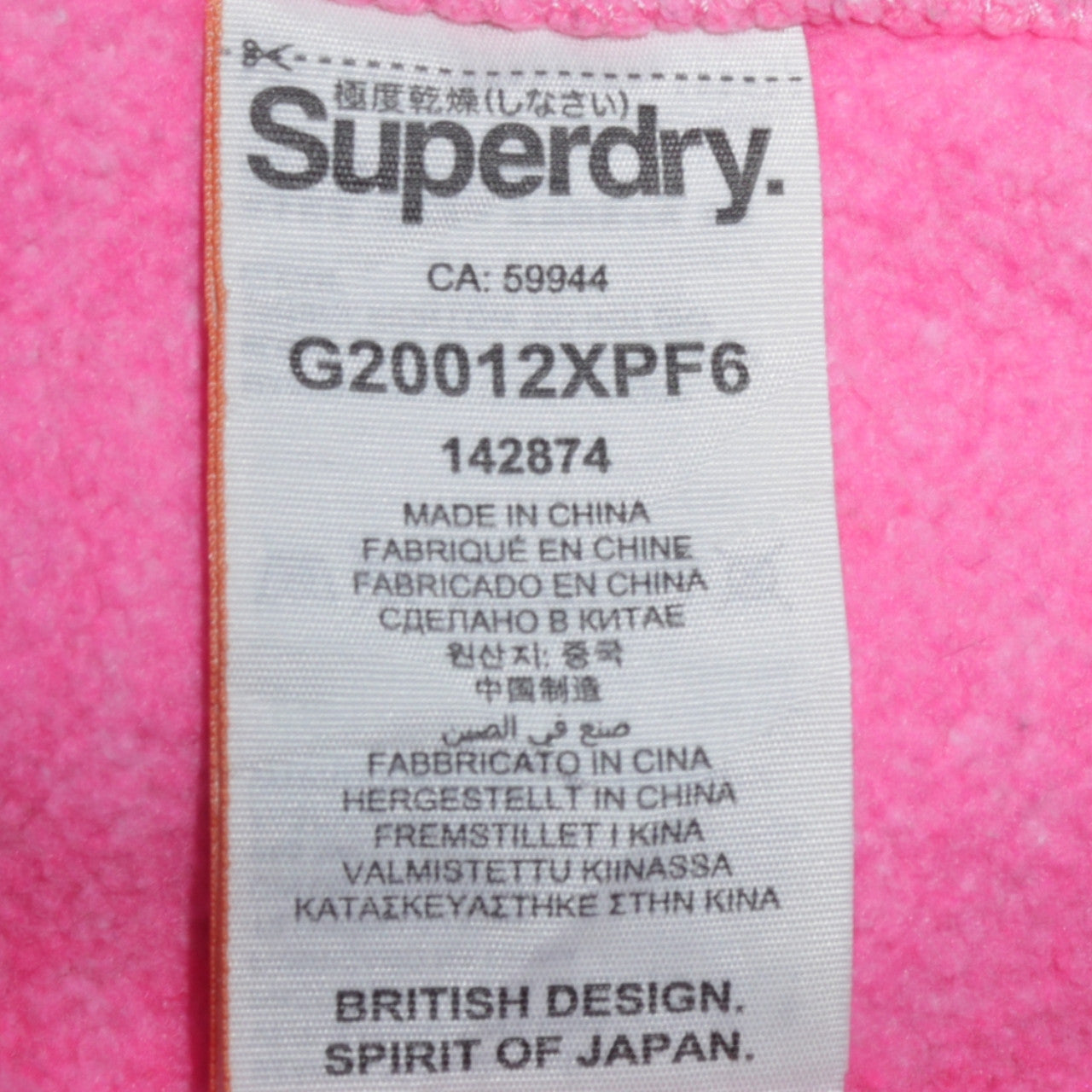 Superdry Women Pink Full Zip Hoodie Orange Label Size M