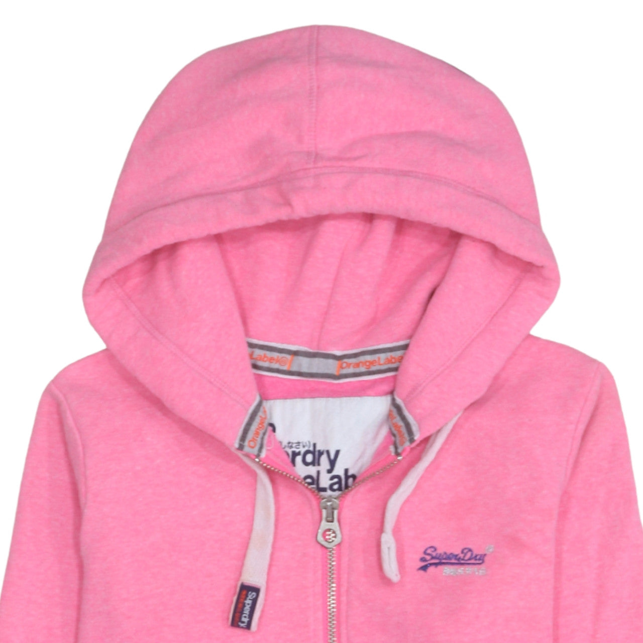 Superdry Women Pink Full Zip Hoodie Orange Label Size M