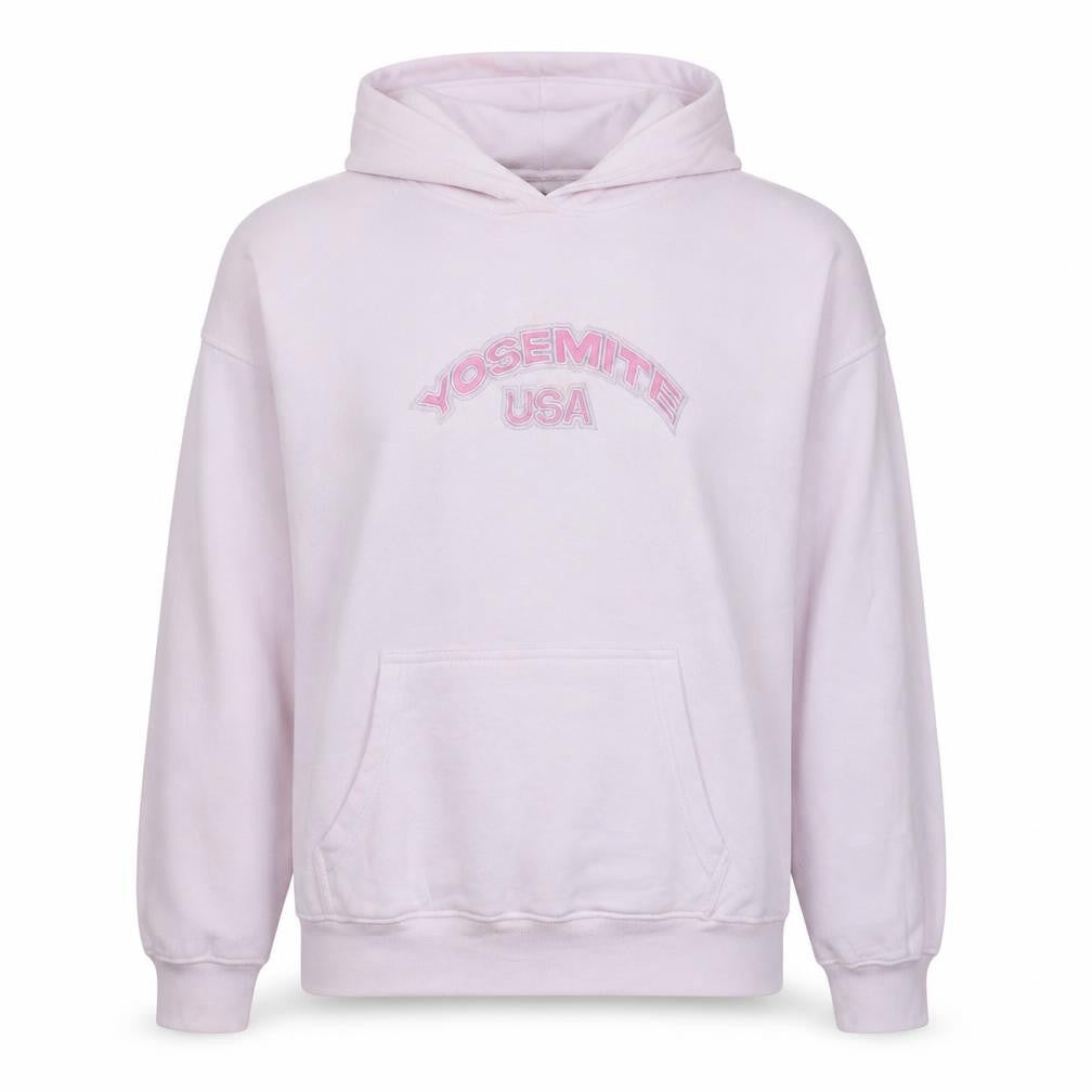 PRETTYLITTLETHING Women Pink Yosemite USA Hooded Pullover Sweatshirt M