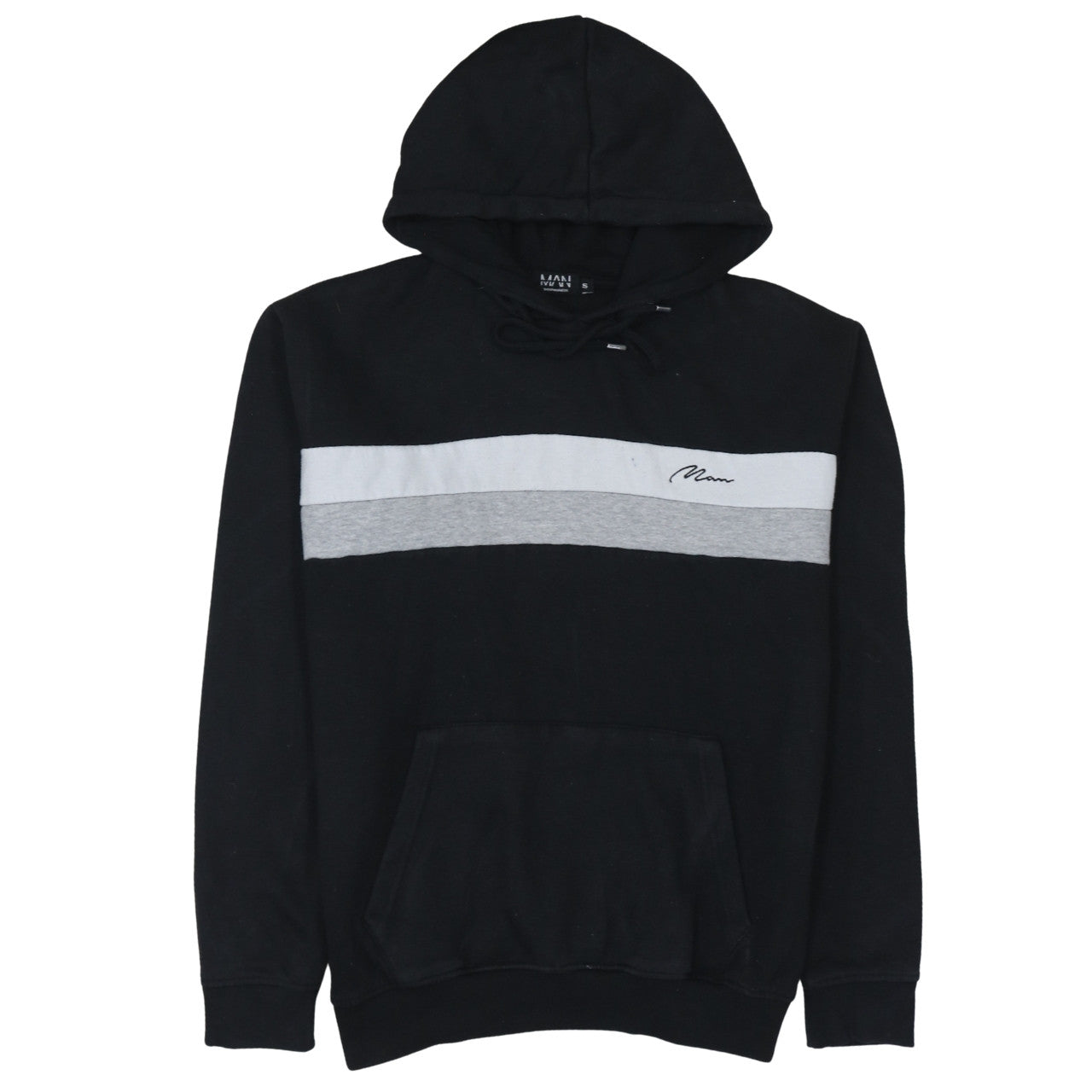boohooMAN Men's Black Small Pullover Hoodie with Logo