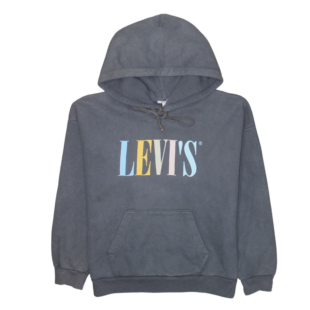Levi's Women Grey Pullover Hoodie S Logo Print Cotton Casual