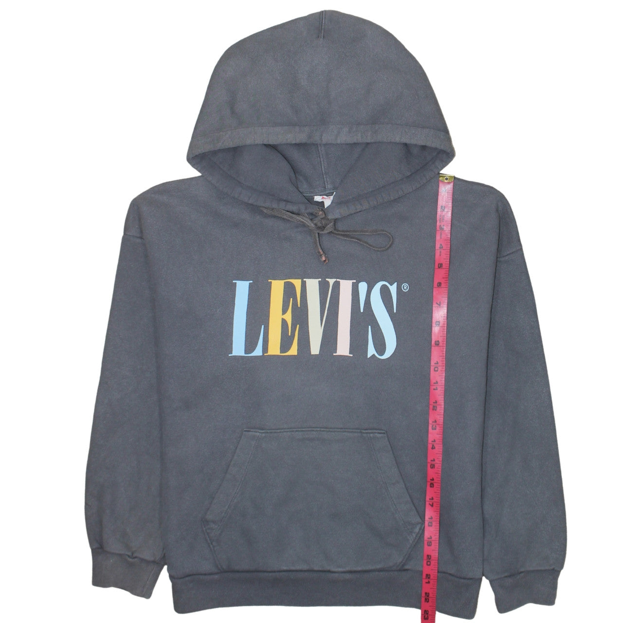 Levi's Women Grey Pullover Hoodie S Logo Print Cotton Casual