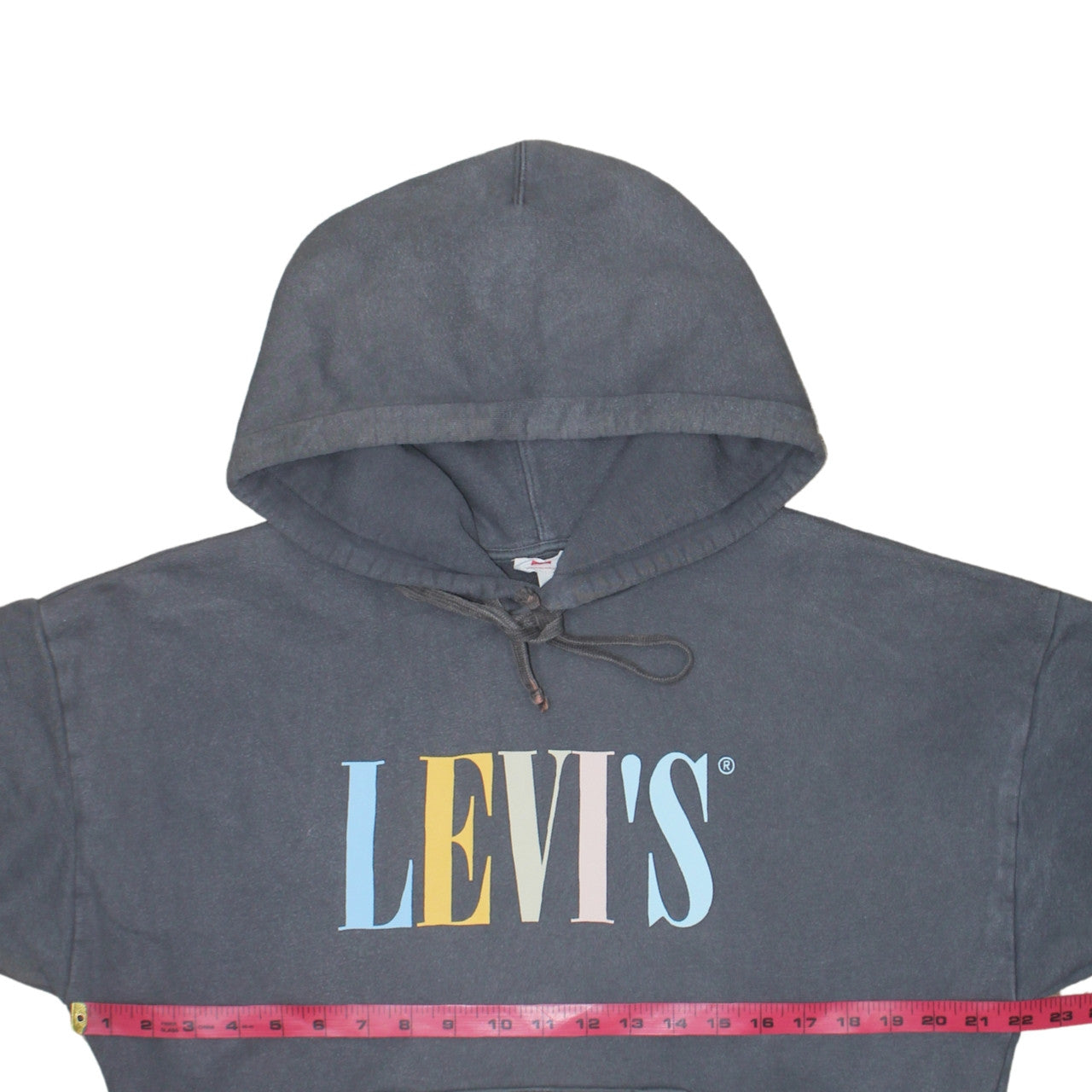 Levi's Women Grey Pullover Hoodie S Logo Print Cotton Casual