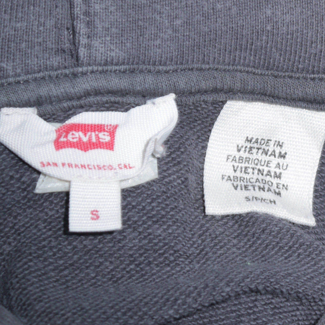 Levi's Women Grey Pullover Hoodie S Logo Print Cotton Casual