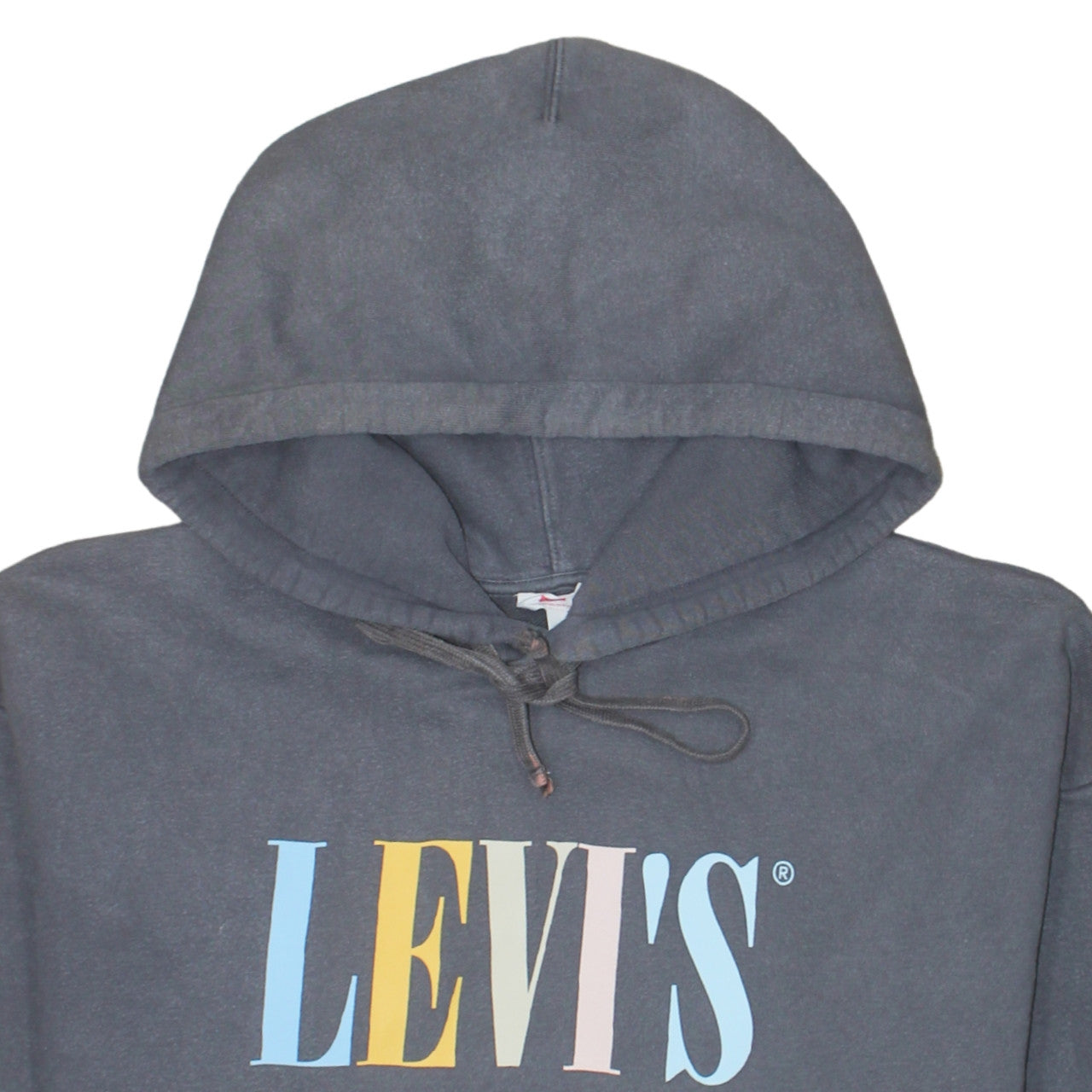 Levi's Women Grey Pullover Hoodie S Logo Print Cotton Casual