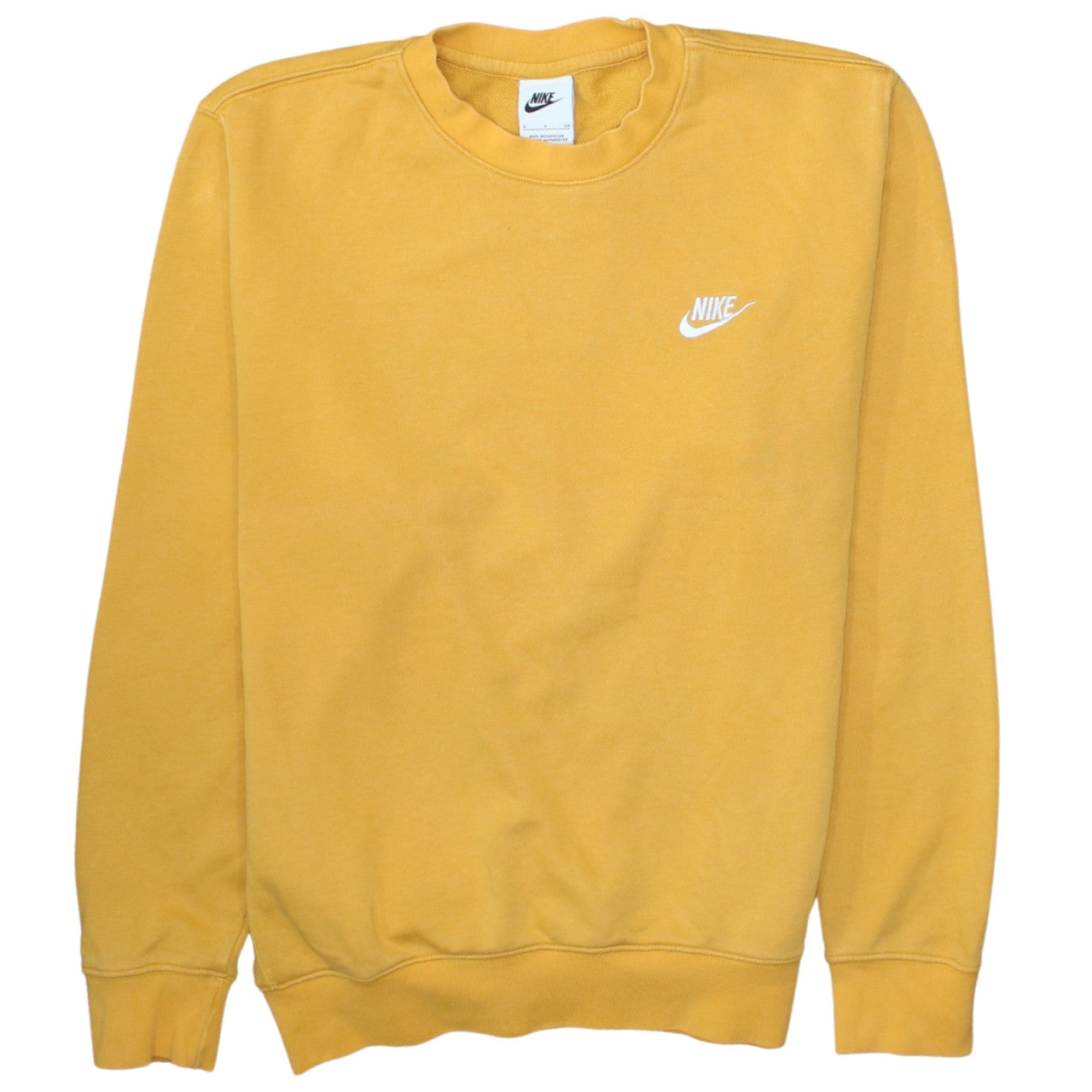 Nike Men's Yellow Crew Neck Pullover Sweatshirt Small Cotton Blend