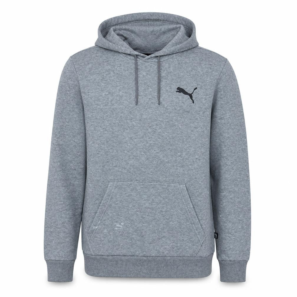 Puma Men's Grey Small Pullover Hoodie Sweatshirt with Logo