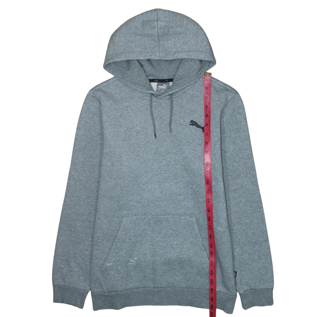 Puma Men's Grey Small Pullover Hoodie Sweatshirt with Logo