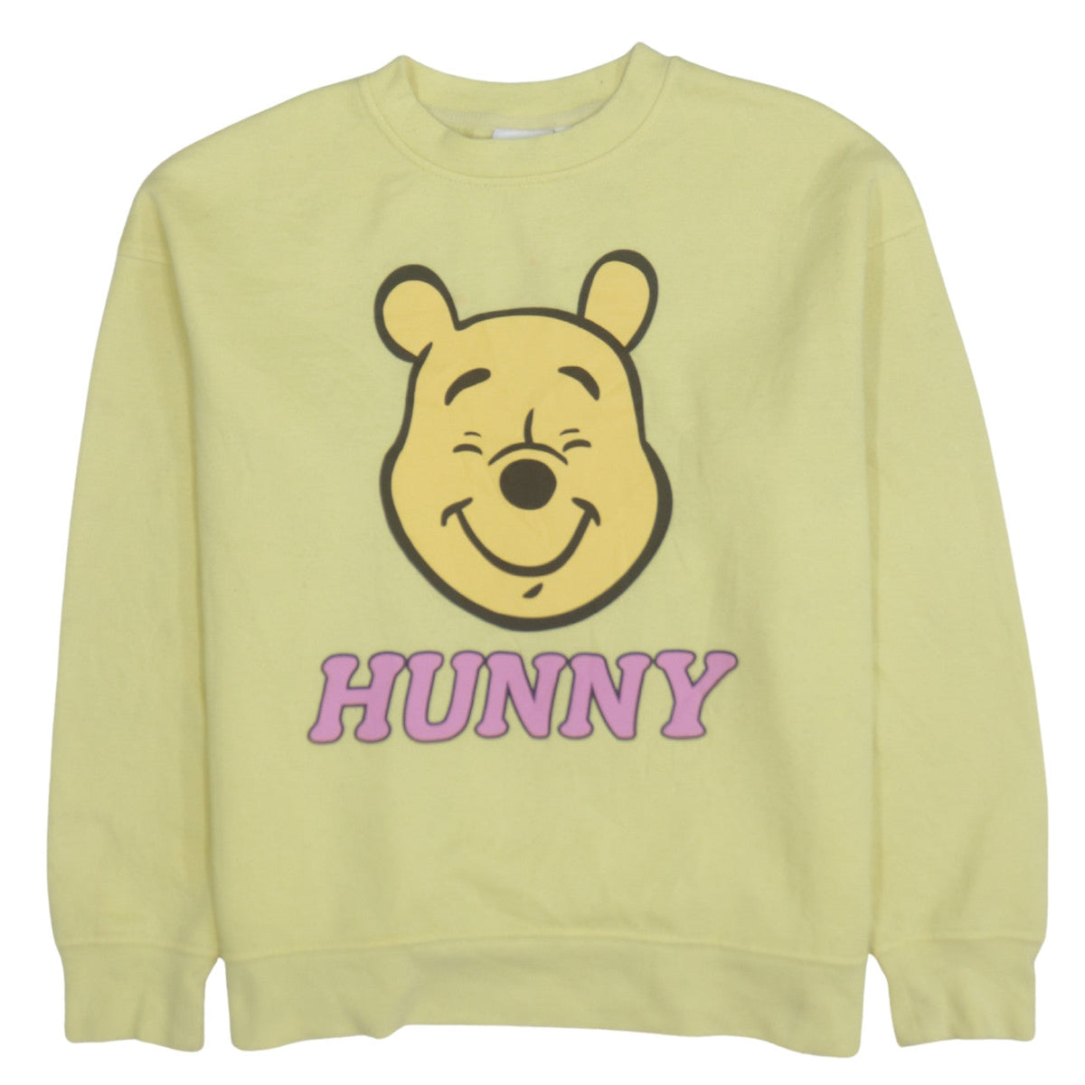 Front view of Disney Women Yellow XS Winnie the Pooh Hunny Pullover Sweatshirt