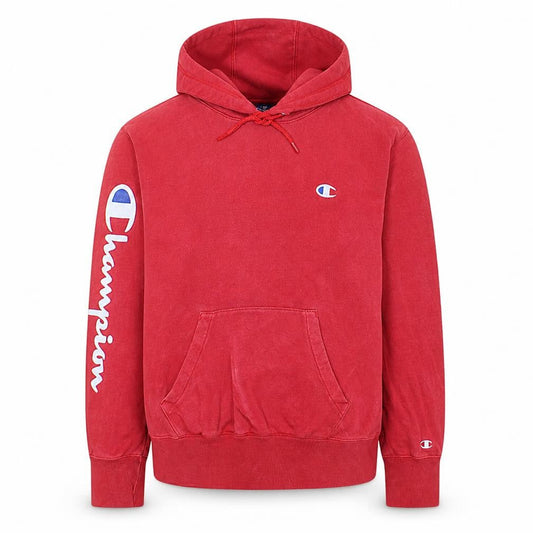 Champion Men's Red Pullover Hoodie Medium Logo Fleece Sweatshirt