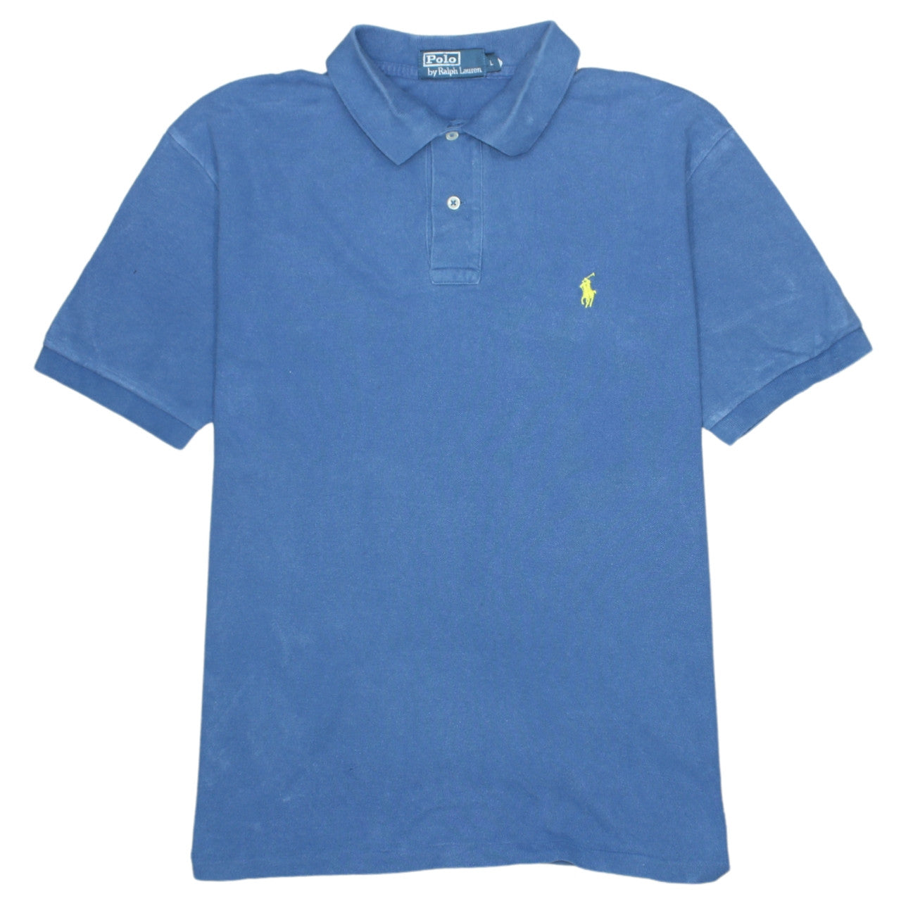 Ralph Lauren Men Blue Cotton Polo Shirt Size L Classic Fit Short Sleeve