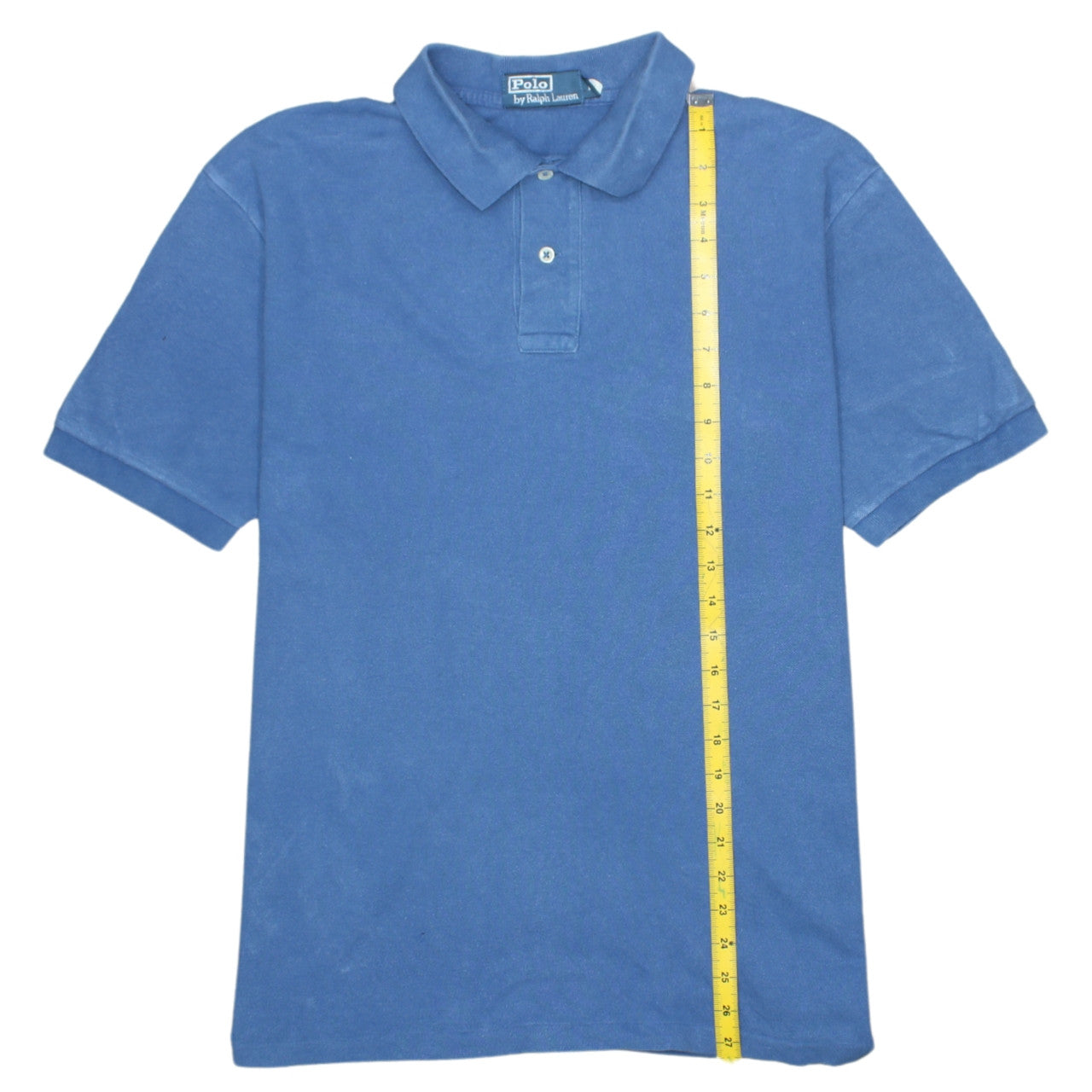 Ralph Lauren Men Blue Cotton Polo Shirt Size L Classic Fit Short Sleeve