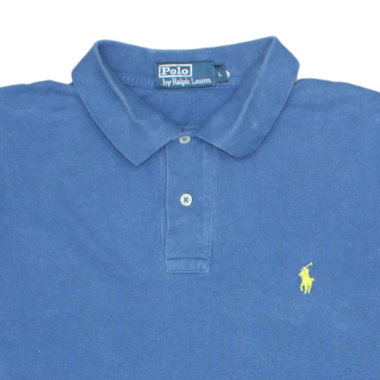 Ralph Lauren Men Blue Cotton Polo Shirt Size L Classic Fit Short Sleeve
