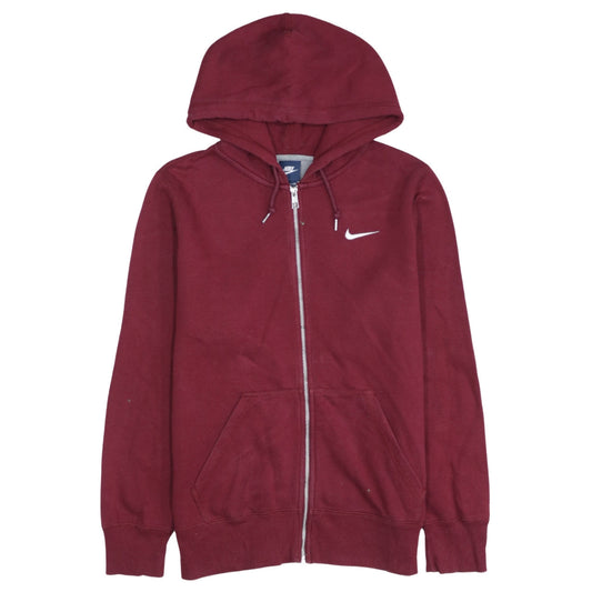 Nike Men Red Full Zip Hoodie S Fleece Lined Sportswear