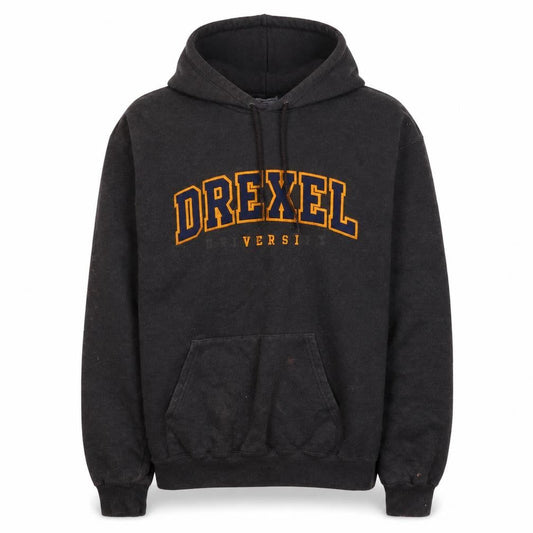 Champion Mens Black Pullover Hoodie L University Graphic Fleece