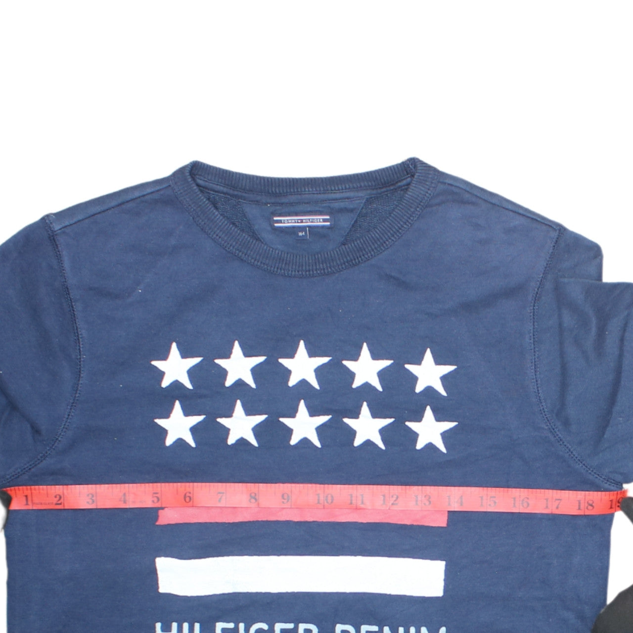 Tommy Hilfiger Boys Navy Sweatshirt Size 164 Graphic Stars Logo Pullover
