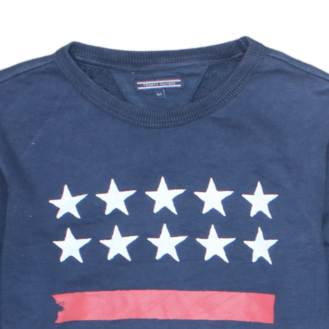 Tommy Hilfiger Boys Navy Sweatshirt Size 164 Graphic Stars Logo Pullover